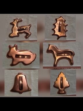 Copper Holiday Cookie Cutters Set - Reindeer, Tree, Bell & More